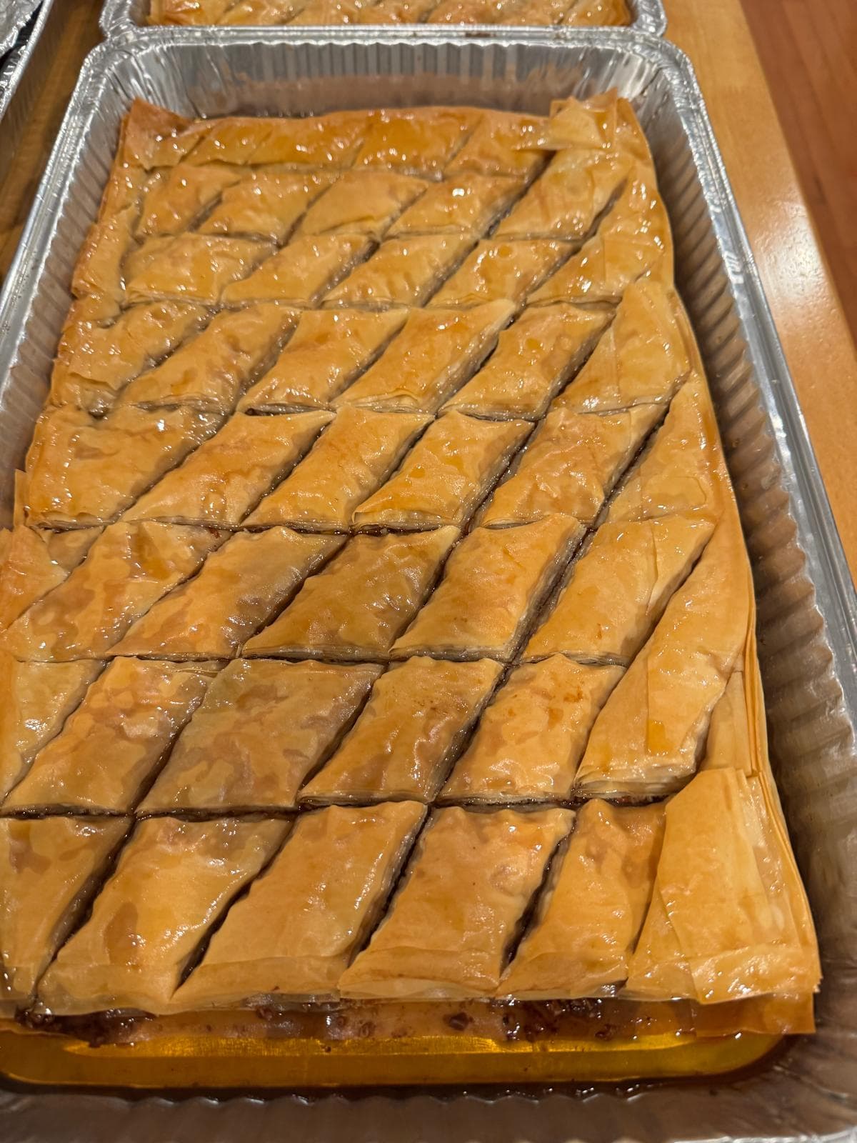 A tray of diamond-cut walnut baklava